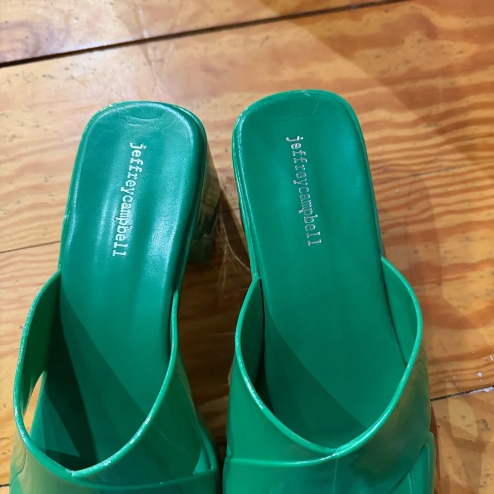 Jeffrey Campbell Green Patent Crisscross Mule Sandals - Picture 6 of 7